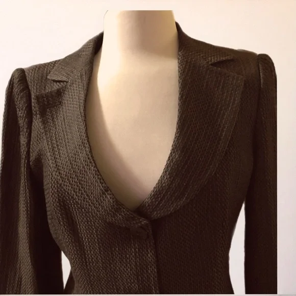 Armani Collezioni Brown basketweave Blazer. Made in Italy. Sz 8. - Picture 4 of 12